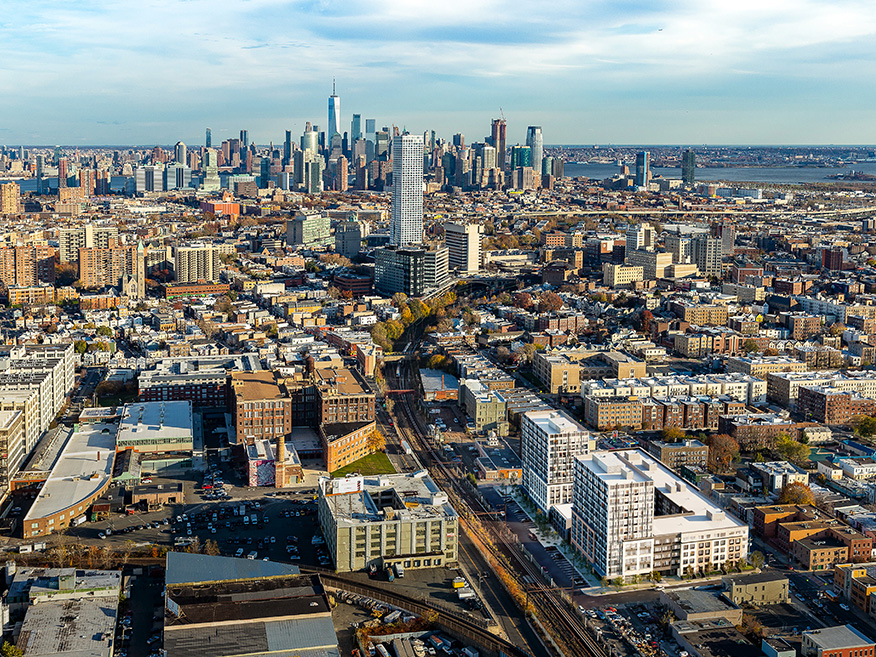 aerial of downtown jersey city, nj